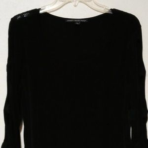Hot Affinity Travel Knits Black Scoop-neck w/sexy cut-out sleeves SZ L